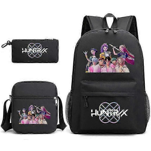 Kpop demon hunters printed student backpack, backpack, single shoulder pencil case, three piece set
