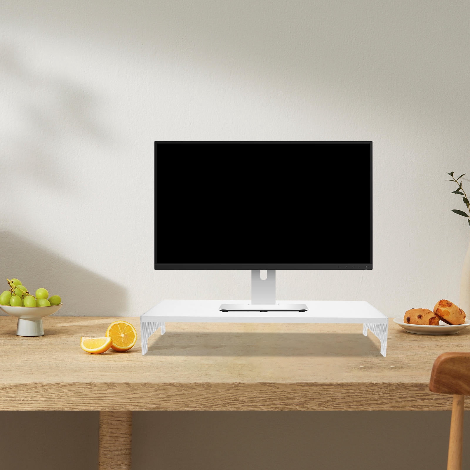 Tineasur Portable White Acrylic Monitor Riser Stand Desktop Shelf for Computer Screen Elevation