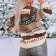 thumbnail image 5 of Mujeres suéter de manga larga color bloque patchwork crewneck Loose pullover punto superior para las mujeres invierno otoño, 5 of 7