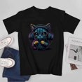 thumbnail image 3 of Cat T-shirt Cat Unisex T-shirt Unisex tees Casual Cotton Colorful Printing, 3 of 5