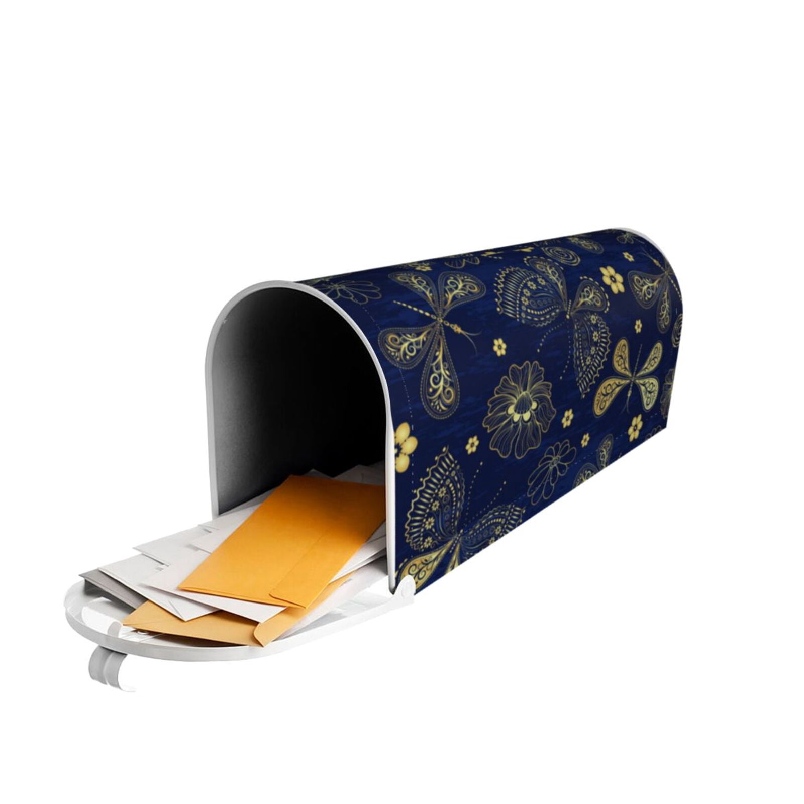 Logiee Vintage Golden Butterfly Print Post Letter Box Wrap Decor, Mailbox Cover Suitable for Standard Mailbox and Large Size Mailbox,Outdoor Yard Decoration-25.5x21 in