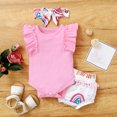 thumbnail image 4 of Vedolay Girls Short Outfits Sets Girl's Summer 2 Piece Outfits Casual Letter Graphic Tank Top and Shorts Set,Pink 12-18 Months, 4 of 5