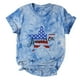 thumbnail image 1 of Camiseta de mujer, divertida y linda camiseta de manga corta, camiseta con estampado de bandera del Día de la independencia, camiseta teñida anudada, blusa, regalo para mujer Pompotops  hkajfhjk467617, 1 of 7
