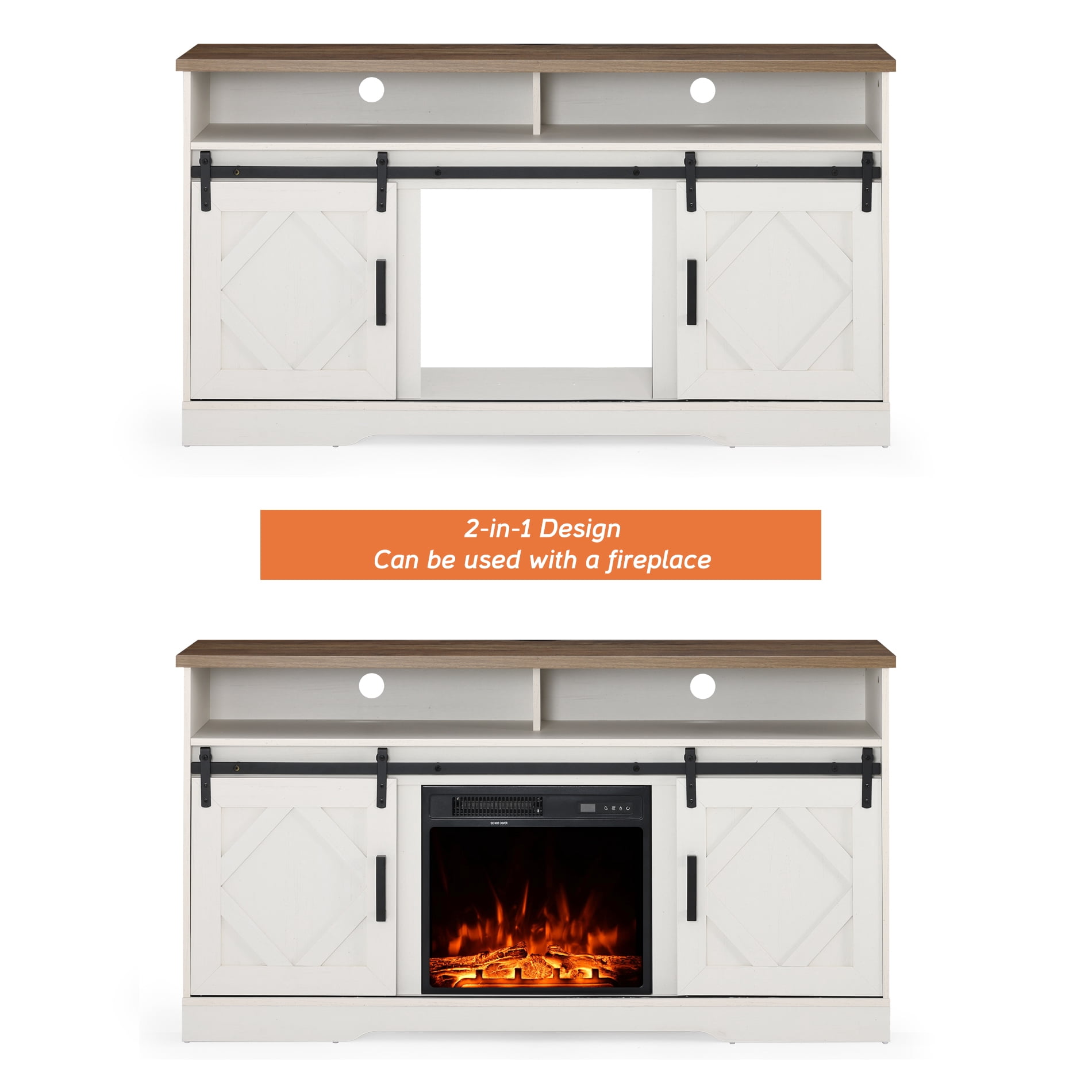 Tall Highboy TV Stand for 65+ Inch TV White