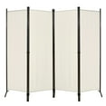 thumbnail image 1 of Patiojoy 5.6Ft Tall Folding Room Divider Freestanding 4-Panel Privacy Screen w/Iron Frame White, 1 of 10