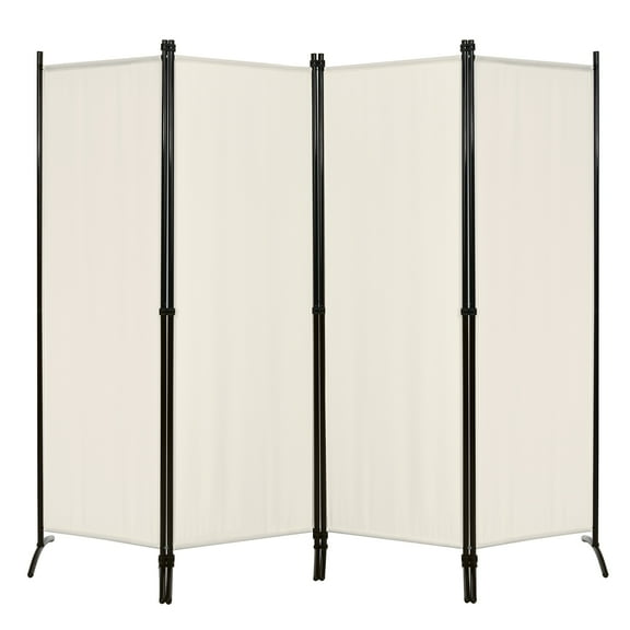 Patiojoy 5.6Ft Tall Folding Room Divider Freestanding 4-Panel Privacy Screen w/Iron Frame White