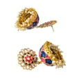 thumbnail image 2 of Crunchy Fashion Bollywood Jewelry Traditional Ethnic Bridal Bride Wedding Gold Plated Indian Designer Kundan Studded Pink-Royal Blue Meenakari Big Jhumka Jhumki Earrings Set For Women, 2 of 2