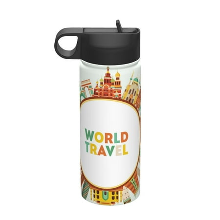 

Picia World Travel3 Pattern 18oz Sports Insulated Kettle With Straw Insulated Water Bottle For Running Hiking Cycling Climbing Men S Woman Insulated Water Bottle