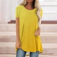 thumbnail image 2 of XWSHYW Spring Tops for Women 2025 Women's Summer Tops , Round Neck Short Sleeve Long T-shirt Blouse Loose Tops, Sizes S-2XL, 2 of 4