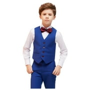 Boys Suit Boys Suits Kids Ring Bearer Outfit Toddler 4Pcs Suit Set First Communion Suits for Boys Royal Blue Size 6