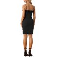 thumbnail image 3 of INSPIRE CHIC Zipper Neck Dress for Women's Faux Fur Trim Spaghetti Strap Cami Dress Black XS, 3 of 5