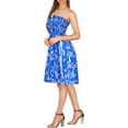 thumbnail image 2 of HAPPY BAY Women's Summer Boho Smocked Mini Swing Beach Dress Tube Top Strapless Dresses for Women L-XL Aqua, Floral, 2 of 4