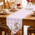 thumbnail image 2 of Pink Easter Table Runner Linen Burlap Table Runner 70 Inches Long Bunny Eggs Spring Floral Stripes Farmhouse Dresser Scarves for Kitchen Island Coffee Dining Party Wedding Holiday Decor 13"x70", 2 of 8