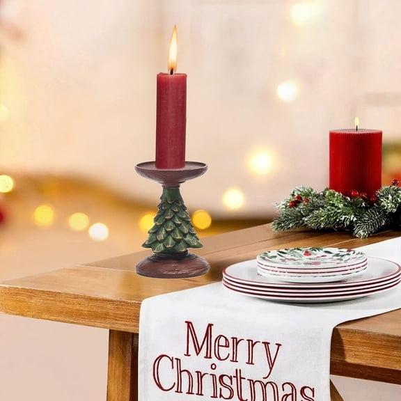 YIMWNYI Christmas Tree Candlestick, Resin Candle Stand, Festive Home Decor, Holiday Centerpiece, Elegant Handcrafted Ornament, Eco-Friendly Tabletop Decoration