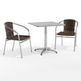 thumbnail image 2 of Emma + Oliver 27.5" Square Aluminum Table Set-2 Dark Brown Rattan Chairs, 2 of 13