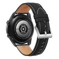 thumbnail image 2 of For Samsung Galaxy Watch3 45mm Leather Silver Buckle Watch Band(Black), 2 of 4