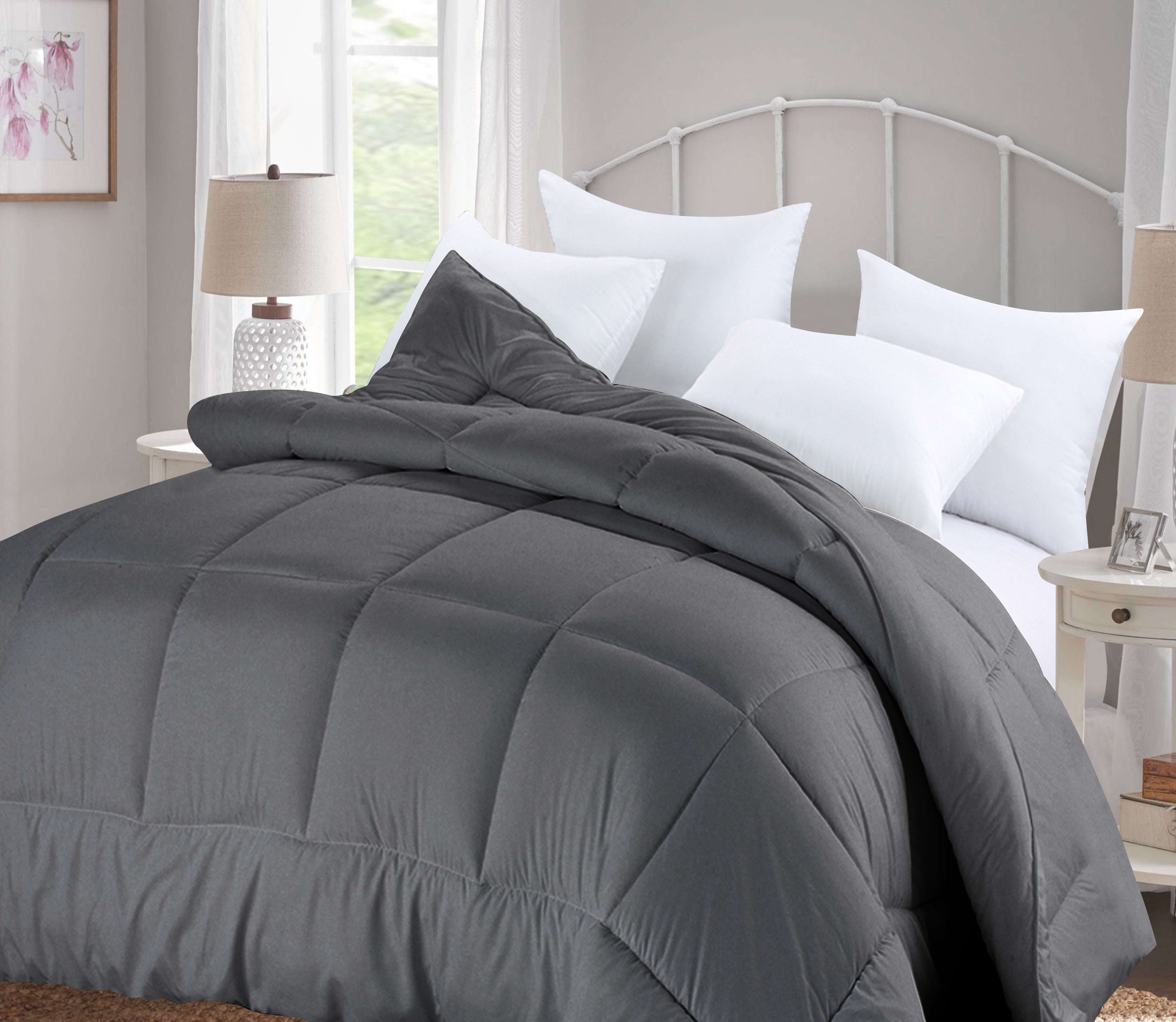 Swift Home Heavy-Filled Down Alternative Comforter, Ultra Soft All Season Hypoallergenic Bedding, Queen/Double, Grey