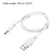 thumbnail image 2 of Uxcell USB Male to DC 3.5 x 1.35 mm Male Power Cord 100cm Charging Cable White 1 Pack, 2 of 4