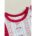 thumbnail image 6 of BemeyourBBs Newborn Baby Girl 4th of July Outfit Patriot Independent Day Clothes Summer Bubble Romper American Flag Bow Print Ruffled Trim Flying Sleeve Bodysuit Jumpsuit, 6 of 9