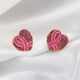 thumbnail image 5 of Pendientes en forma de corazón, delicado diseño de lazos rosas con brillantes pedrerías, accesorios elegantes para eventos de concienciación y recaudaciones de fondos, 1 par, 5 of 6