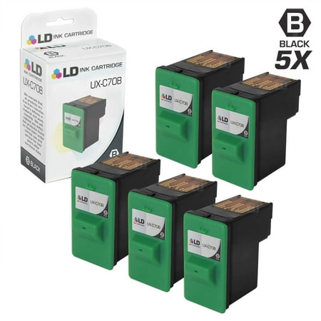 LD Remanufactured Cartridge Replacement for Sharp UX-C70B (Black  5-Pack) Save even more with our remanufactured cartridges. This listing contains 5 UX C70B black cartridges. Why pay twice as much for brand name Sharp UX C70B cartridge when our remanufactured printer supplies deliver excellent quality for a fraction of the price? Our remanufactured cartridges for Sharp are backed by a 100% Satisfaction Guarantee. So stock up now and save even more! This set works in the following Sharp UX Printers: A1000  B20  B25  and B700. Please note  retail packaging may vary and this item will only work with printers purchased within the United States and Canada. We are the exclusive reseller of LD Products brand of high quality printing supplies on Walmart.