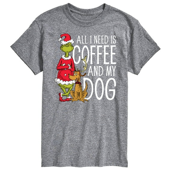The Grinch - All I Need Is Coffee And My Dog - Men's Short Sleeve Graphic T-Shirt
