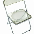 thumbnail image 2 of LeisureMod Lawrence Modern Acrylic Folding Chair With Metal Frame Set of 4 in Amber, 2 of 10