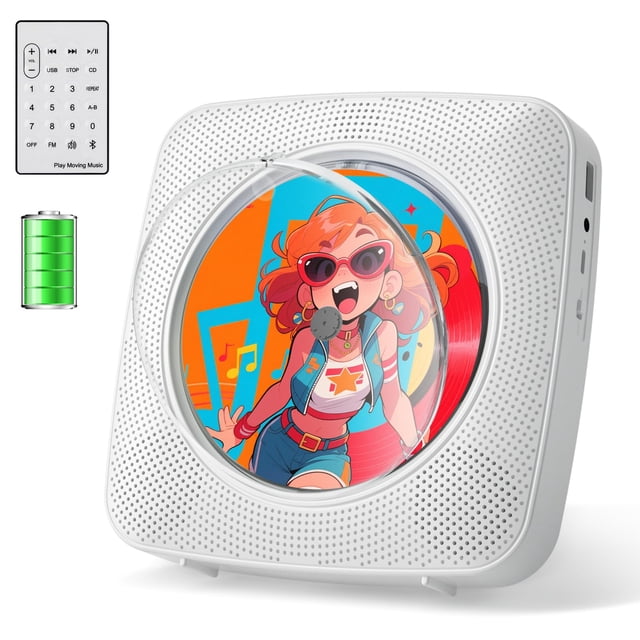 Reproductor de CD portátil Gueray con Bluetooth y bocinas dobles de 1800mAh