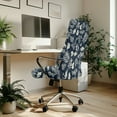 thumbnail image 3 of Renewold Palm Leaf Dark Blue Office Computer Chair Cover Non-slip Decorative Boss Rotating Office Chair Cover Desk Computer Chair Cover with Elastic Bottom, L, 3 of 7