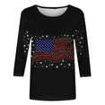 thumbnail image 4 of FAVIPT Fourth of July Crop Shirts for Women 3/4 Sleeve Crew Neck Tops American Flag Patriotic Print Blouses Casual Dressy Summer 2025 Tunic Tees Multicolor,XL, 4 of 5