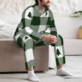 thumbnail image 7 of Disketp Green White Lumberjack Plaid Mens Pajama Set, Soft Warm Long Sleeve Sleepwear, Cozy Button-Down Pjs for Men-Small, 7 of 7