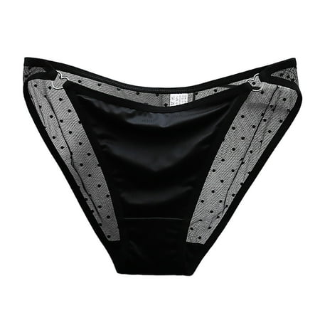 BYHONG Women s Low Waist Lace Briefs Solid Color Crotch Underwear Panties Panties for Women Pack Black XL
