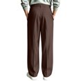 thumbnail image 2 of FGVCTG Mens Pleated Dress Pants, Classic Fit Stretch Waist Loose Lightweight Trousers Straight Casual Work Dress Slacks with Belt Loop Coffee 2XL, 2 of 9