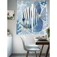thumbnail image 4 of Blue Coastal Fish Sheer Curtains for Living Room Bedroom Summer Ocean Flower Stripe Coral Sheer Curtains 63 Inch Long 2 Panels Set Light Filtering Curtain Window Treatments Drapes for Dining Room, 4 of 6