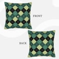 thumbnail image 3 of Bingfone Green Squares Linen Throw Pillow Covers Cushion Case Pocket Button Vintage Farmhouse Pillowcase-18"x18", 3 of 9