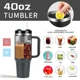 thumbnail image 2 of Taza Termo de 40oz, botella de café aislante de acero inoxidable con mango y pajita, hervidor portátil, taza de hielo para coche de viaje, 2 of 5