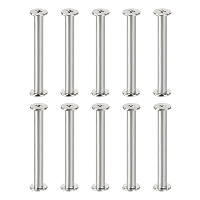 Unique Bargains M4x40mm Round Cross Head Screw Post Binding Leather Fastener, Nickel Plated, 10Sets