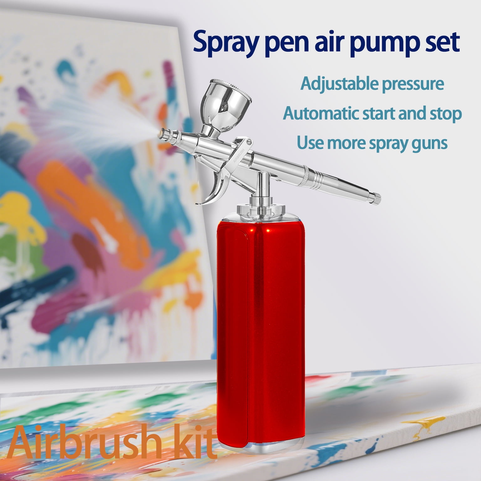 Airbrush Set Cordless Airbrush kit with Compressor, Airbrush Cake Decoration High Airflow Miniature Painting Tool, Temporary Tattoo, Spray Gun for Model Hair Barber Enhancement, Nail Art