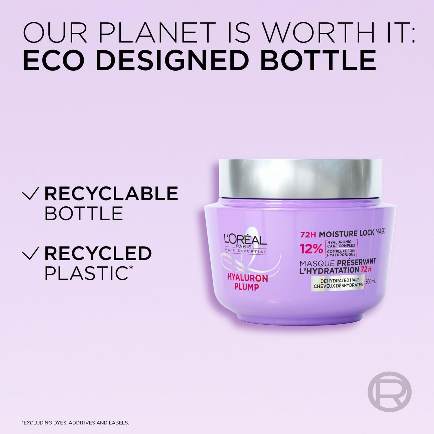 L'Oréal Paris Hyaluron Plump 72H Moisture Lock Hair Mask, Hair treatment for dehydrated hair