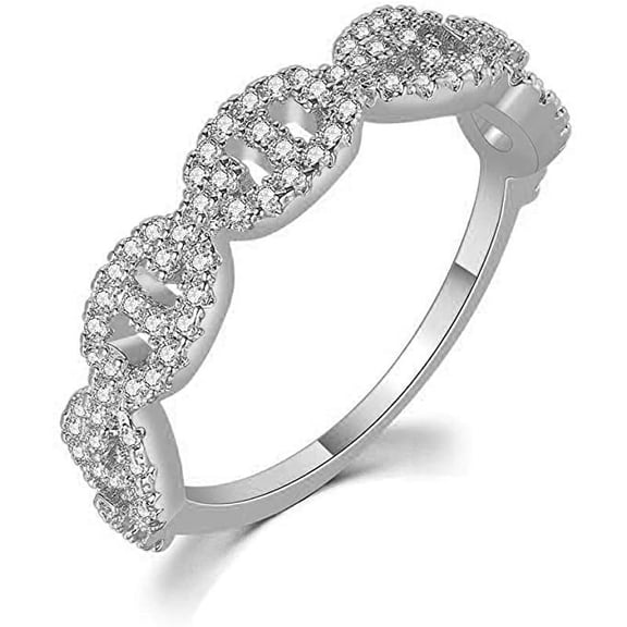 NUNCAD 14K Gold Plated Cubic Zirconia Stackable Eternity Anniversary Wedding Band Ring for Women