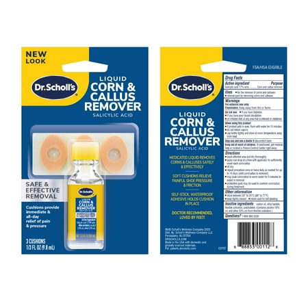 Dr. Scholl's Liquid Corn & Callus Remover with Cushions, 3 fl oz, 4 Piece Set