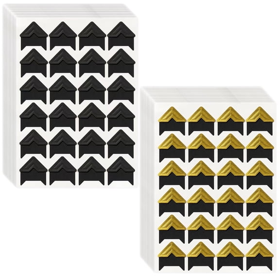 720 Pcs Self-Adhesive Photo Mounting Corners, Black and Gold Picture Corner Stickers for DIY Craft Scrapbook Album Decor Supplies