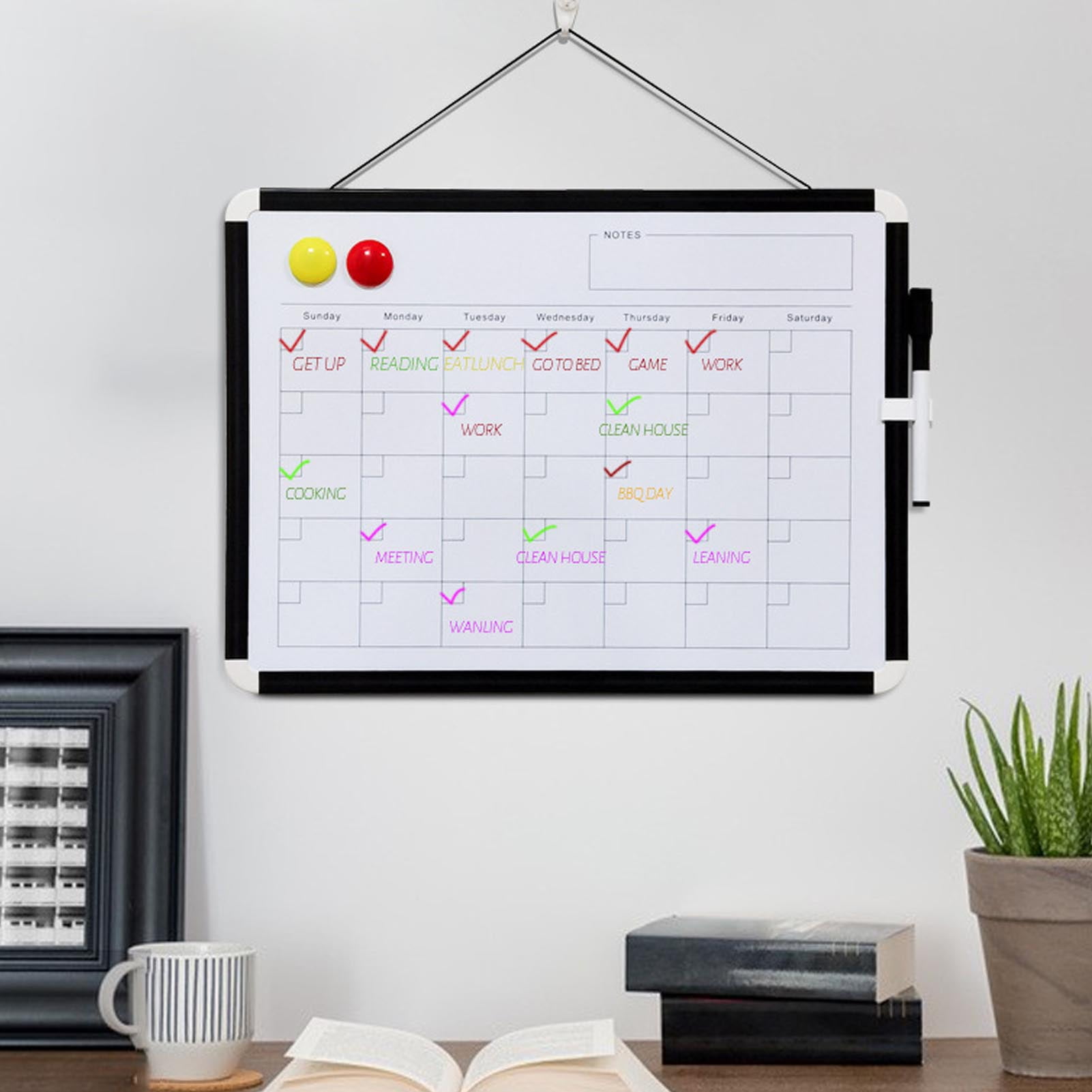 Magnetic Calendar White Board, Practical Versatile Monthly Calendar Dry Erase Whiteboard  for Office