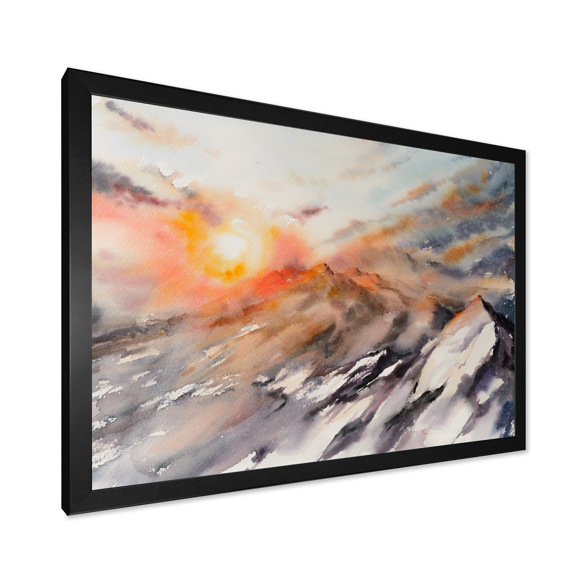 Designart 'Majestic Sunset Glow on The Mountains Landscape' Traditional Framed Art Print
