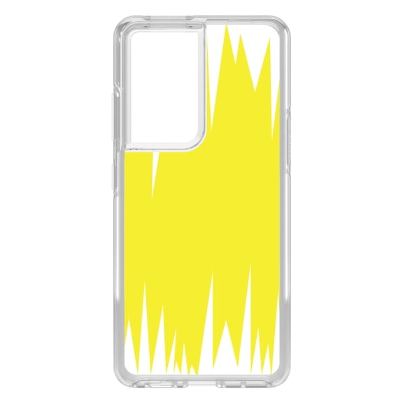 DistinctInk Clear Shockproof Hybrid Case for Galaxy S21 ULTRA 5G (6.8" Screen) - TPU Bumper, Acrylic Back, Tempered Glass Screen Protector - Yellow White Spikes