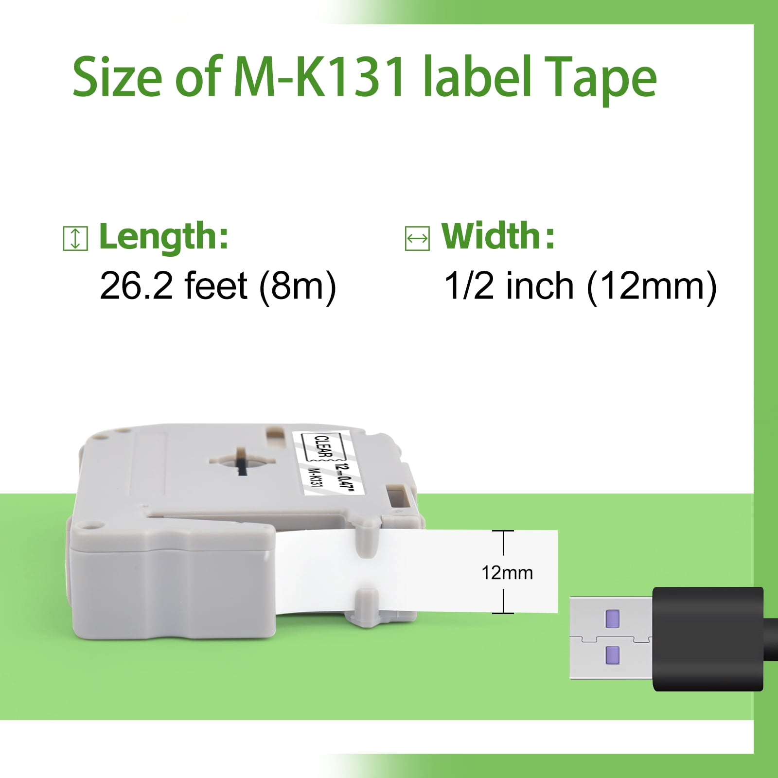 (2 pack) NineLeaf 4PK Compatible for Brother P-touch M-K131 M-K131s M131 1/2" 12mm Black on Clear Label Maker Tape Refills for PT-45m PT-65 PT-70bm