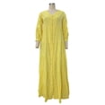 thumbnail image 5 of Ruimatai Women's V-Neck Maxi Dress Long Sleeve Tiered Button Front Loose Linen Boho Casual Flowy Beach Dress, 5 of 7