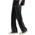 thumbnail image 1 of Puntoco Pantalones de trabajo con bolsillos de color liso para hombre Pantalones casuales de pierna recta, 1 of 5