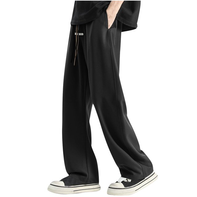 Puntoco Pantalones de trabajo con bolsillos de color liso para hombre Pantalones casuales de pierna recta