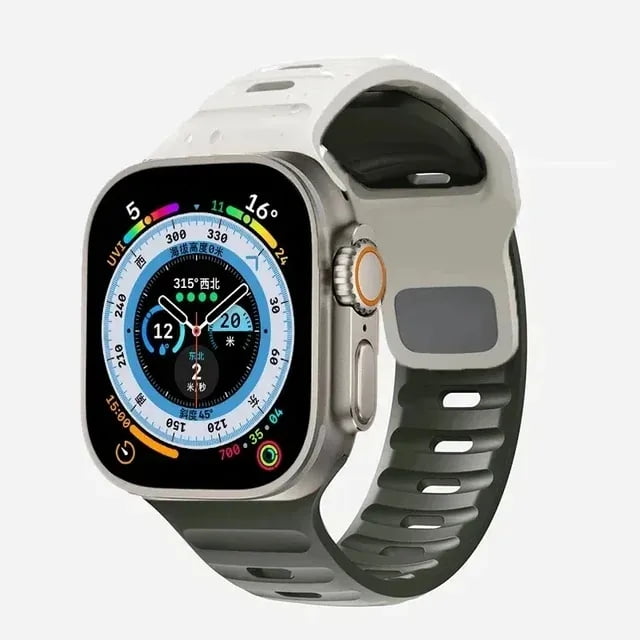Correa Sport para Apple Watch, Silicona Bicolor, Resistente al Agua, Estilo Deportivo, Compatible con Todas las Series
